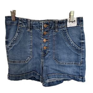 Kensie High Rise Dark Wash Exposed Button Fly Denim Jeans Shorts 8/29